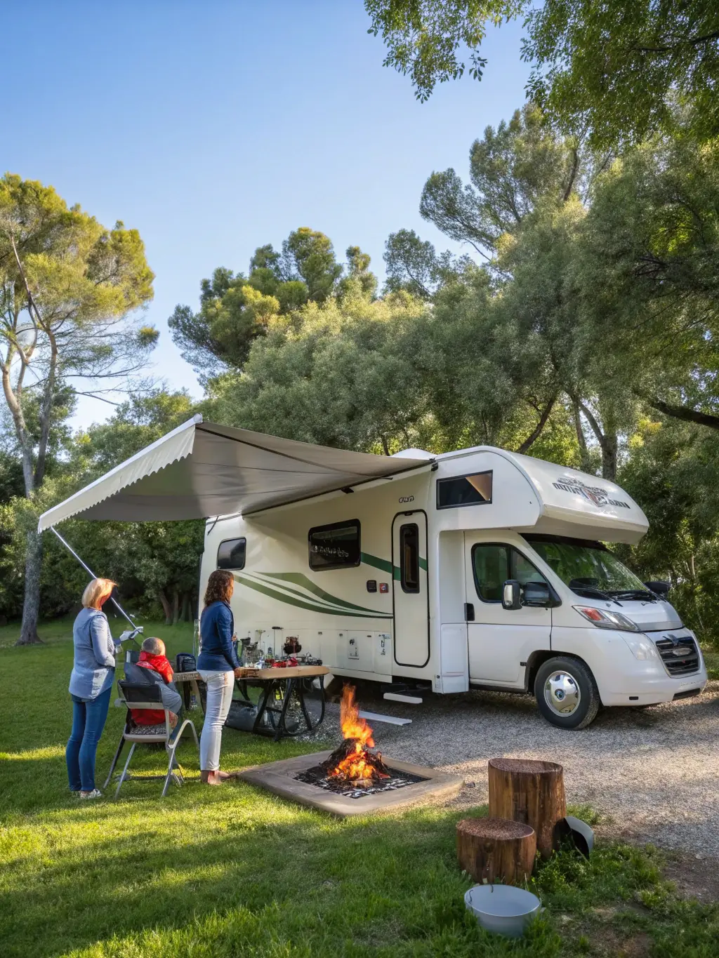 A family enjoying the outdoor deck of a glamping dome at Musafir Retreats, with a barbecue grill and seating area, showcasing the outdoor living space.